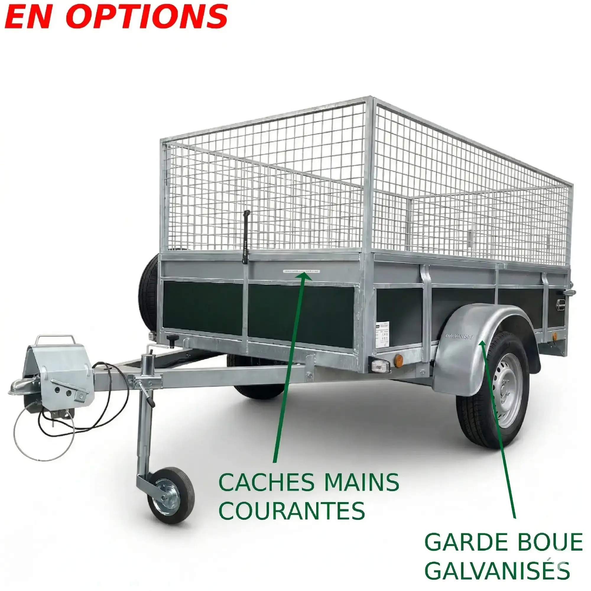 Remorque bois pack ridelles grillagées – Image 3
